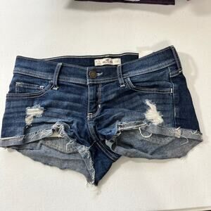 Hollister Women's Shortss Blue Jean Distressed Booty Cut Size 26/3